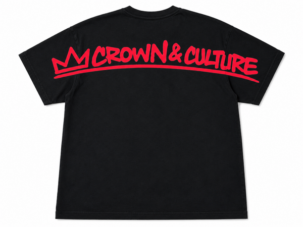 Premium Black Crown & Culture Graphic tee