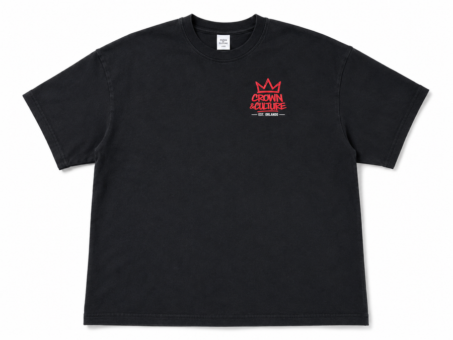Premium Black Crown & Culture Graphic tee