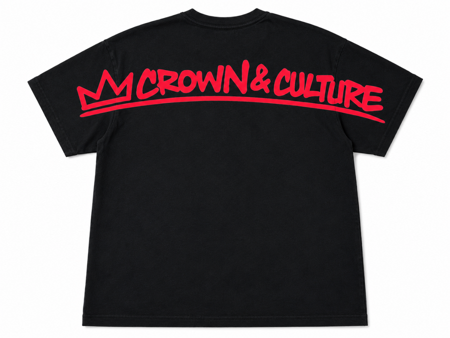 Premium Black Crown & Culture Graphic tee